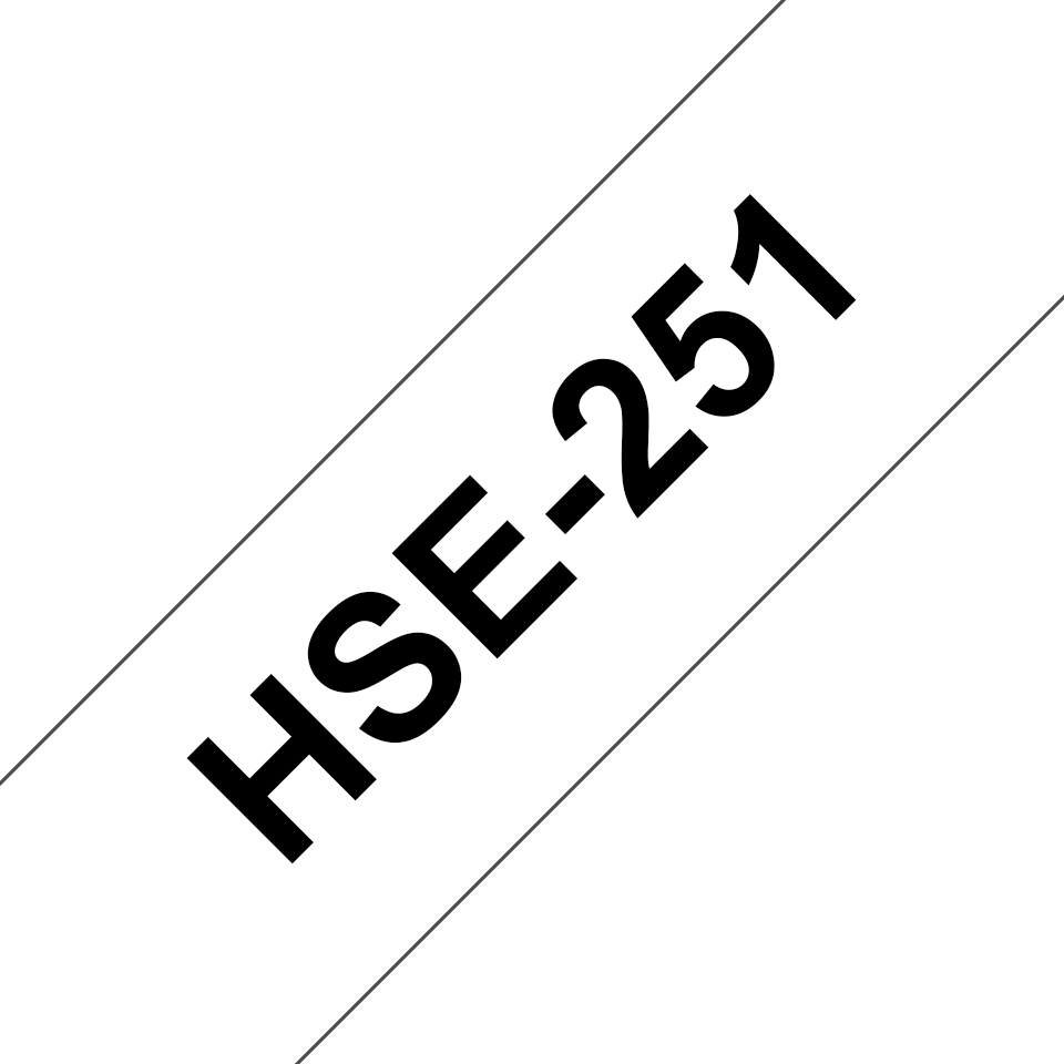 Brother HSe251: оригинальная кассета с термоусадочной лентой для печати наклеек  черным на белом фоне, ширина: 23,6 мм.